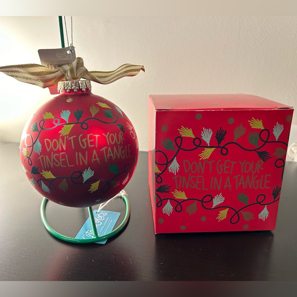 “Don’t Get Your Tinsel in a Tangle” Glass Ornament by Coton Colors